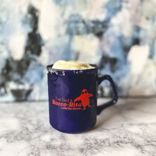 Rocco-Rita, signature frozen margarita at Old Ice House. Named after Rocco, a cool penguin, not a regular one, our official mascot.