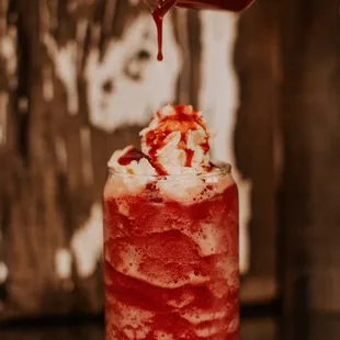 Strawberry smoothie + whipped cream