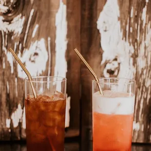 Peach Iced Tea + Watermelon Italian Soda w/ cold foam