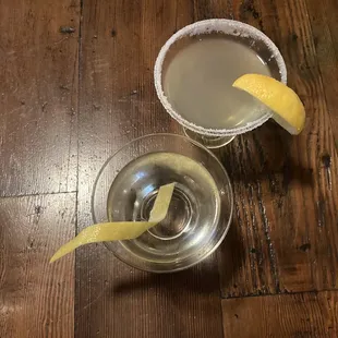 Lemon drop and gin martini