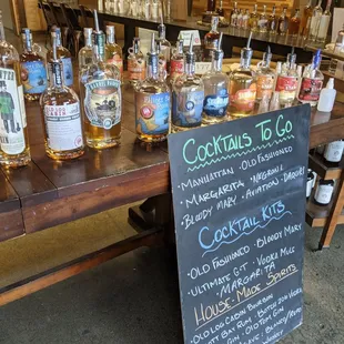 a table of liquor bottles