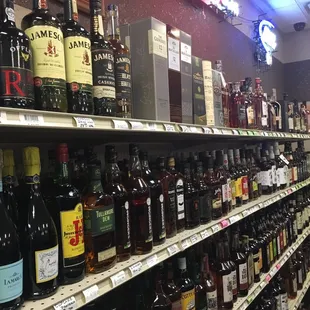 shelves of liquor in a store