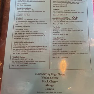 September menu