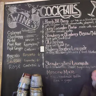 Cocktail menu