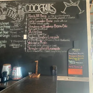 Drink menu.