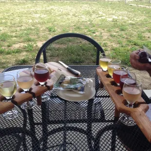 2 flights of 2 ounce wine tastings!!!  Enjoy with summer sausage and cheese curds!!