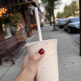 Their cake batter cookie dough shake is delish!