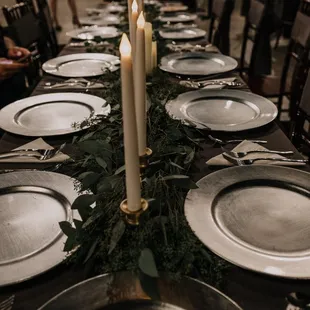 At our rehearsal dinner on opening night.  The table settings were incredible, food delicious, best dj in town!