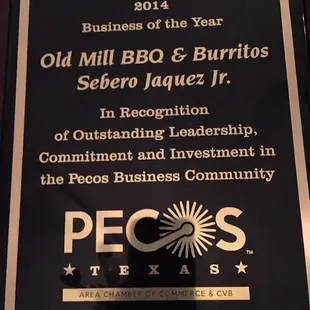 Business of the year award