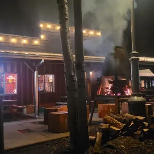 smoke billowing from the fire