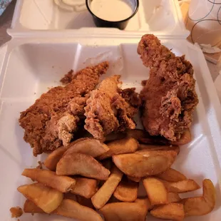 Chicken strips and fries