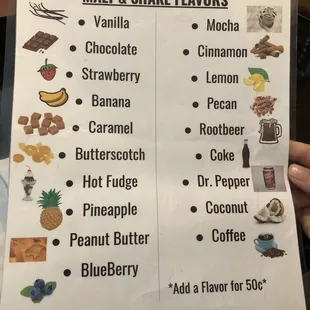 Malt and shake flavors 9/24
