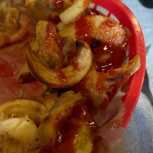 Fries that are uncool in the middle and burnt on the outside.