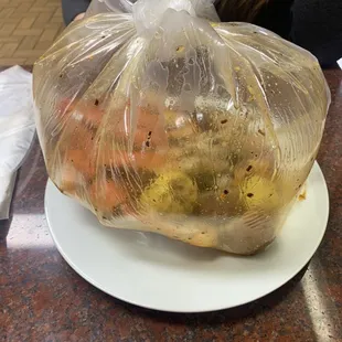 Snow crab, shrimp, potatoes, corn and sausage.