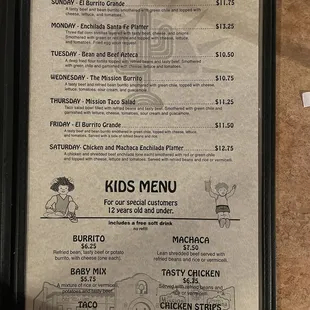 the menu