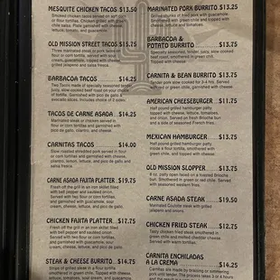 the menu