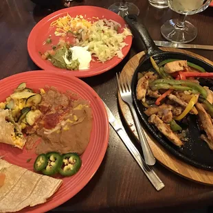 Delicious chicken fajitas entree with tasty, tender chicken and fresh veggies.