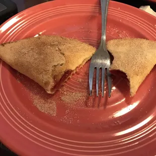 Homemade empañada with cherry filling.