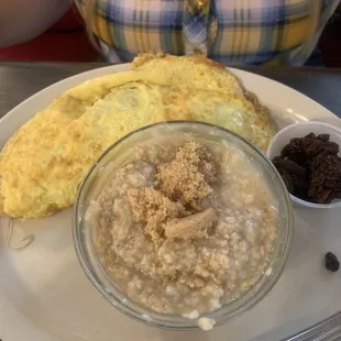 Oatmeal and omelette