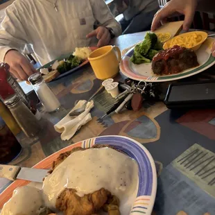 Chicken fried steak 100% awesome along with Meatloaf that will give your mom&apos;s a run for its money