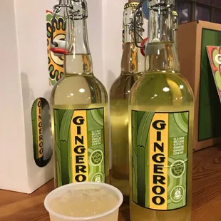 Gingeroo produced by this rum distillery. Very fizzy and gingery.