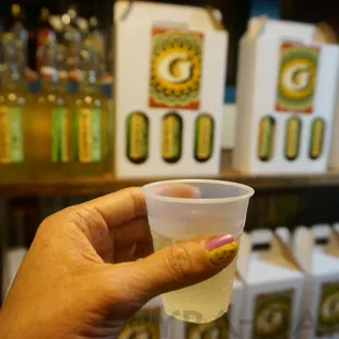 Sampling their Gingeroo - strong Ginger flavor and bubbly