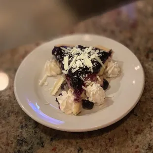 Lemon Blueberry Tart w/white chocolate shavings