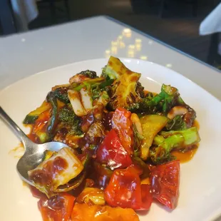Mixed vegetables in brown sauce