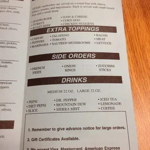menu