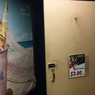 Urinators and poopers alike will be freeted by an age-d and peeling Corona advert!