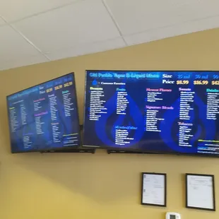 menu of flavors