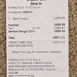 Bring cash to avoid 3.5% service charge on credit card!