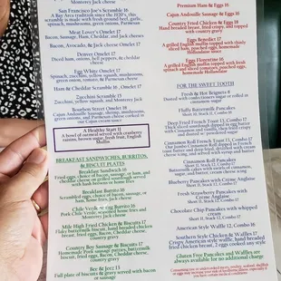 Menu from Aug 2022