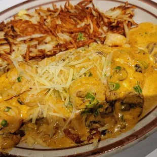 Shrimp omelette with hash browns.  Definite 10/10