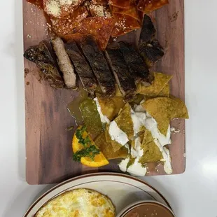 New York steak and chilaquiles board