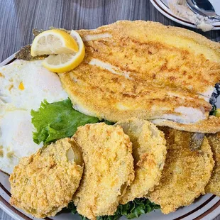 Pan fried trout and green tomatoes