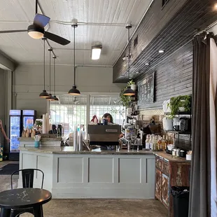the interior of a cafe