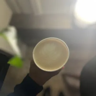 a person holding a cup of coffee