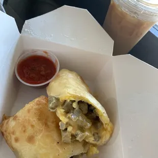 burrito by survivors catering, coffee by old road!