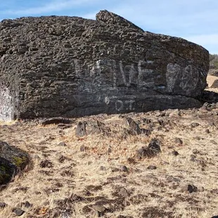 I'm not positive, but I think this is Old Rocky. I think the message says LOVE