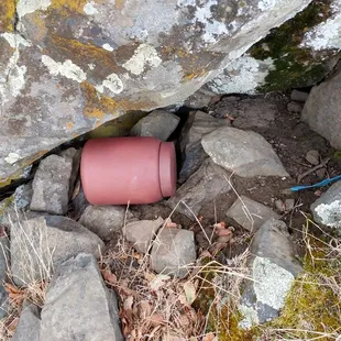 Left a geocache while I was up here. That blue material is the edge of my backpack. Hardly any of the rocks are blue.