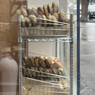 Bagels in the front window.