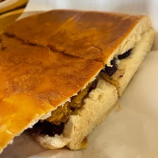 Tostones and Beans Sandwich