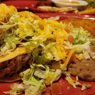 Taco Plate (3) tacos w/beans and rice