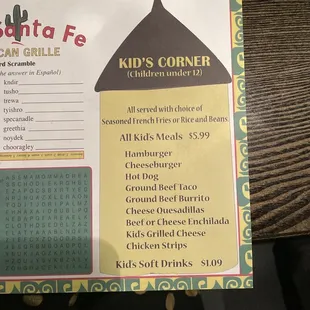 the menu