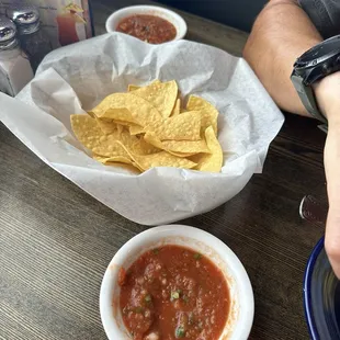 Chips and salsa included with food