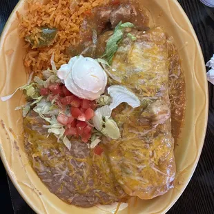 Beef chimi smothered in green chili