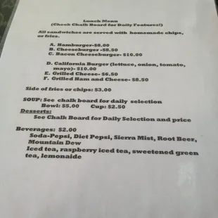 menu