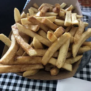 Fries were made perfect.  Crunchy but not burnt.