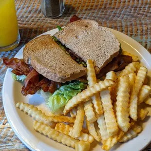 BLT on wheat with french fries